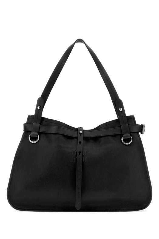 Черная кожаная сумка для покупок MIU MIU (5BG3402IER)