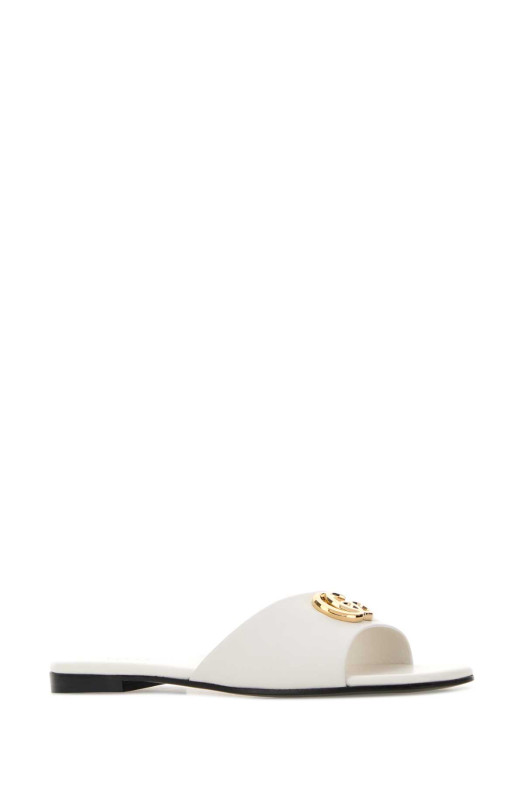 Белые тапочки из кожи наппа GUCCI (870700BKO00)
