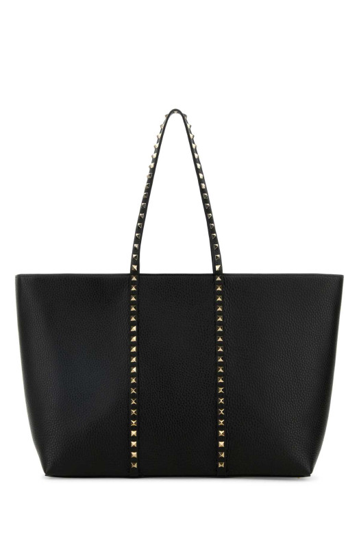 Black leather medium Rockstud shopping bag Black VALENTINO GARAVANI (8W2B0R04VSF)