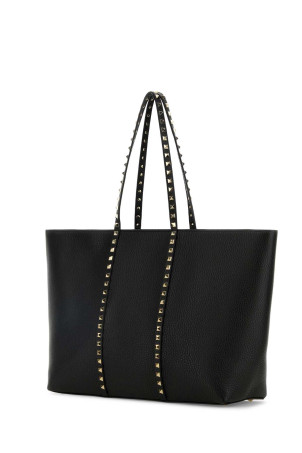 Black leather medium Rockstud shopping bag Black VALENTINO GARAVANI (8W2B0R04VSF)
