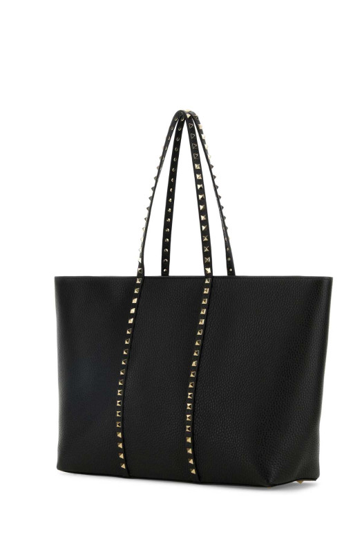 Black leather medium Rockstud shopping bag Black VALENTINO GARAVANI (8W2B0R04VSF)