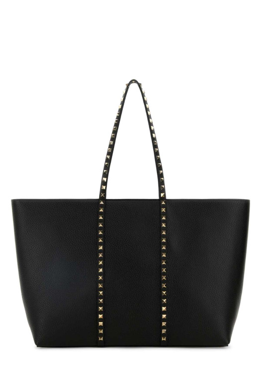 Black leather medium Rockstud shopping bag Black VALENTINO GARAVANI (8W2B0R04VSF)
