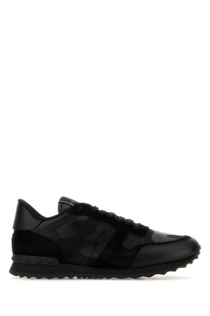 Black fabric and leather Rockrunner Camouflage sneakers Black VALENTINO GARAVANI (9Y2S0723NSD)
