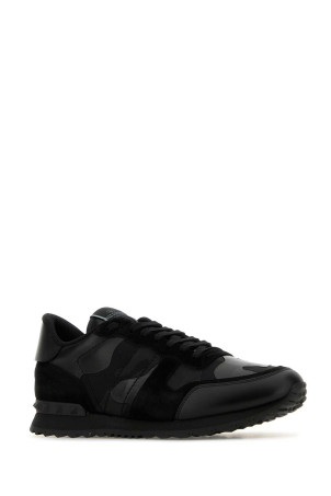 Black fabric and leather Rockrunner Camouflage sneakers Black VALENTINO GARAVANI (9Y2S0723NSD)