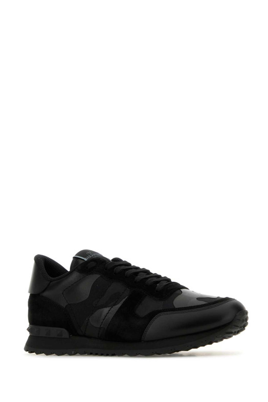 Black fabric and leather Rockrunner Camouflage sneakers Black VALENTINO GARAVANI (9Y2S0723NSD)