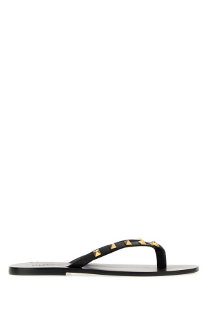 Black leather Rockstud thong slippers Black VALENTINO GARAVANI (9Y2S0O16UIS)