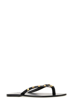 Black leather Rockstud thong slippers Black VALENTINO GARAVANI (9Y2S0O16UIS)