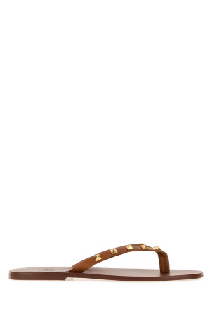 Brown leather Rockstud thong slippers VALENTINO GARAVANI (9Y2S0O16UIS)