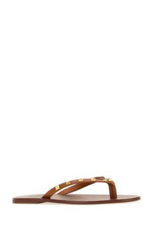 Brown leather Rockstud thong slippers VALENTINO GARAVANI (9Y2S0O16UIS)