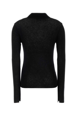 Black wool polo shirt GANNI (A1070260)