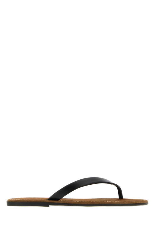 Black leather Beach thong slippers Black THE ROW (F1874L838)