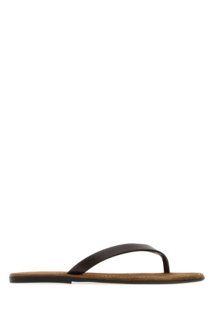 Dark brown leather Beach thong slippers THE ROW (F1874L838)