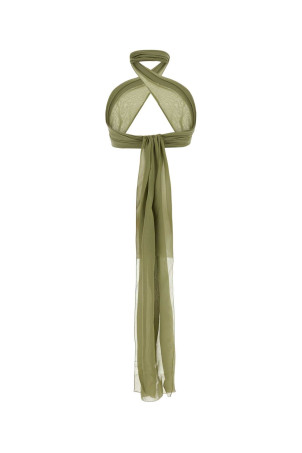 Sage green silk crop-top AMI (FTP321SE0008)