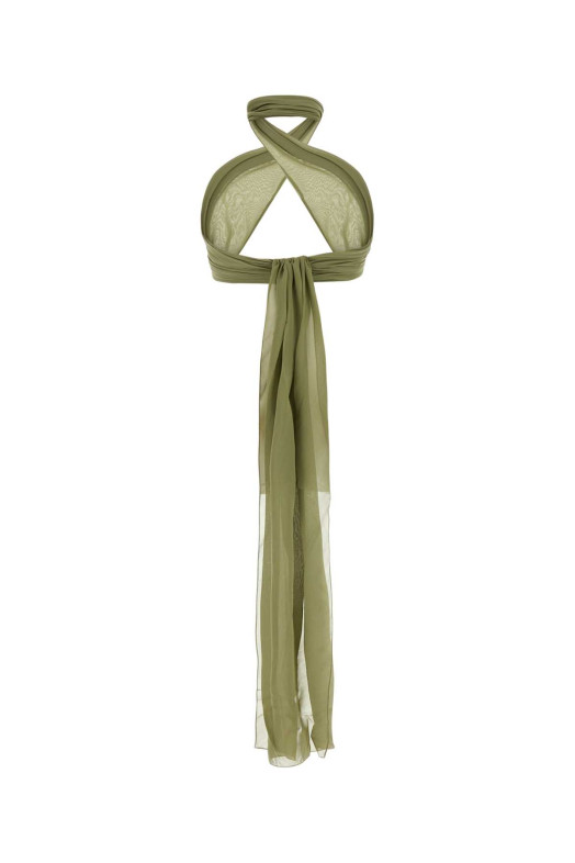 Sage green silk crop-top AMI (FTP321SE0008)
