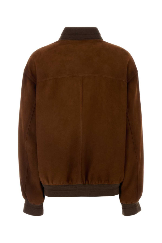 Brown suede bomber jacket MIU MIU (MPW012SOOO19ML)