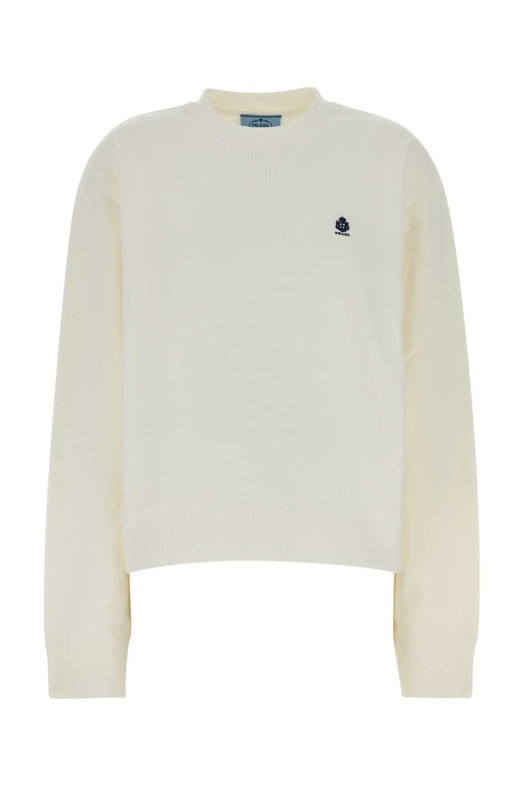 White cotton sweatshirt Black PRADA (134730SOOO19YO)