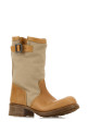 Двухцветные ботинки из канваса и кожи PRADA (1U275OFD040AA7)