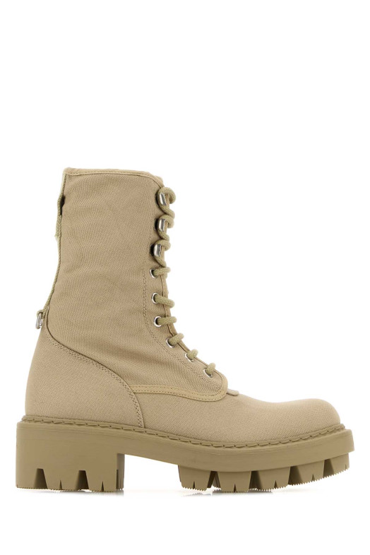 Ботинки из бежевой парусины PRADA (1U476OF055010)