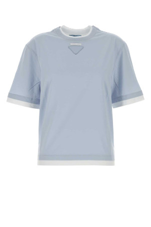 Powder blue cotton t-shirt PRADA (3579BSOOO15ZG)