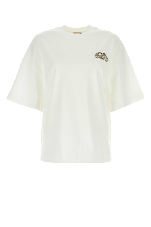 Белая хлопковая футболка оверсайз ALEXANDER MCQUEEN (781546QLAC5)