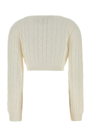 White cotton sweater Black PRADA (P24D3NSOOO19VL)