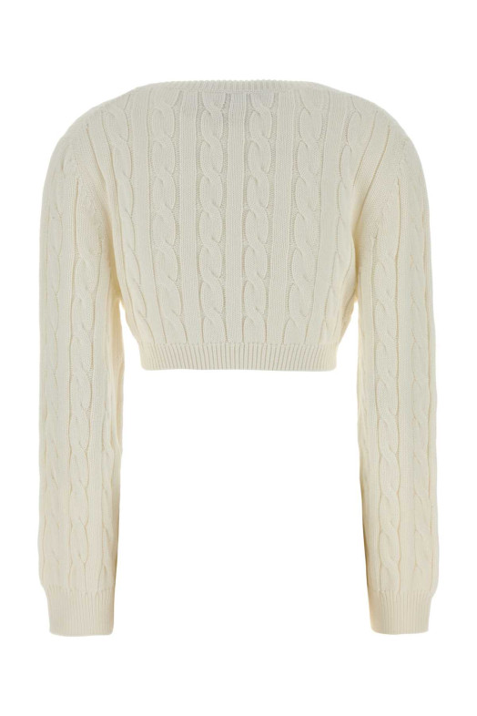 White cotton sweater Black PRADA (P24D3NSOOO19VL)