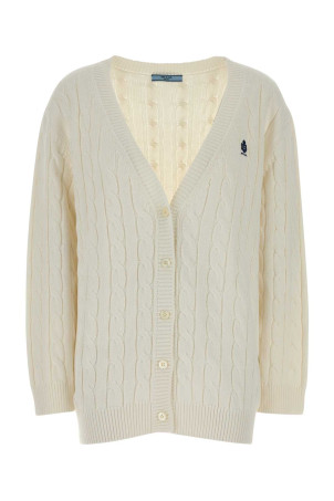 White cotton cardigan Black PRADA (P25O34SOOO19VL)
