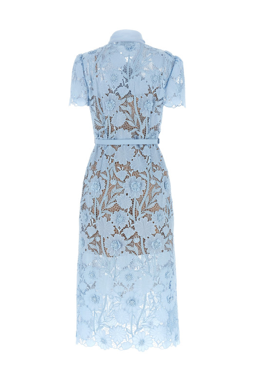 'Blue Lace Tie Neck Midi' dress BLUE