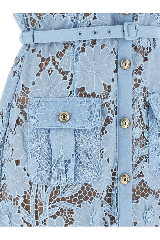 'Blue Lace Tie Neck Midi' dress BLUE