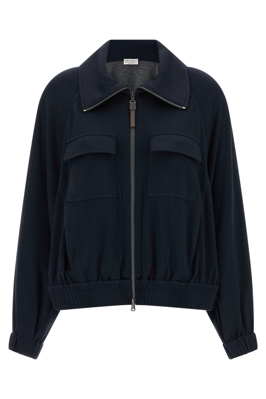 'Shiny Zipper Pull' sweatshirt Blue