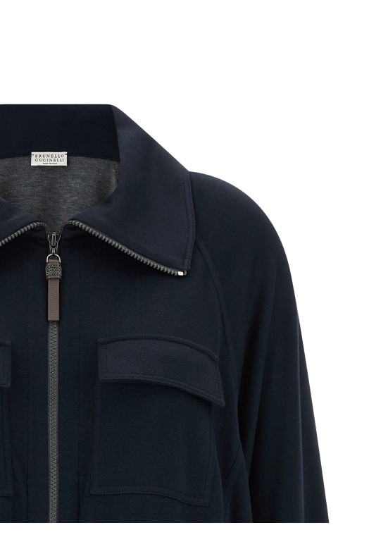 'Shiny Zipper Pull' sweatshirt Blue