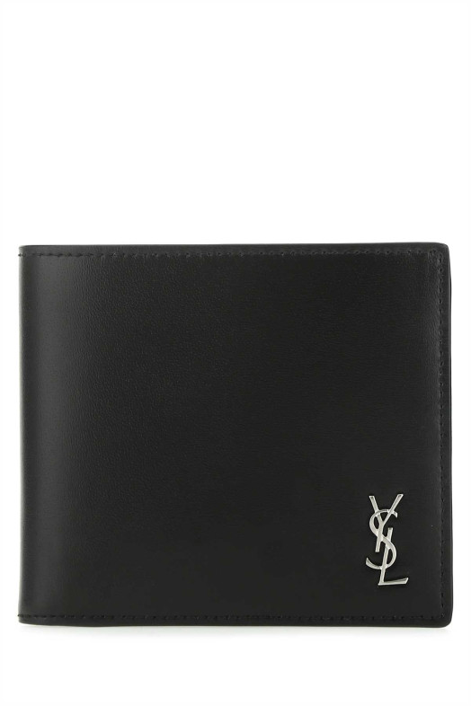 Черный кожаный кошелек Black SAINT LAURENT (6077271JB0E)