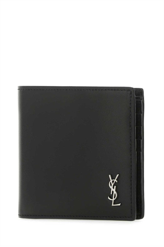 Черный кожаный кошелек Black SAINT LAURENT (6077271JB0E)