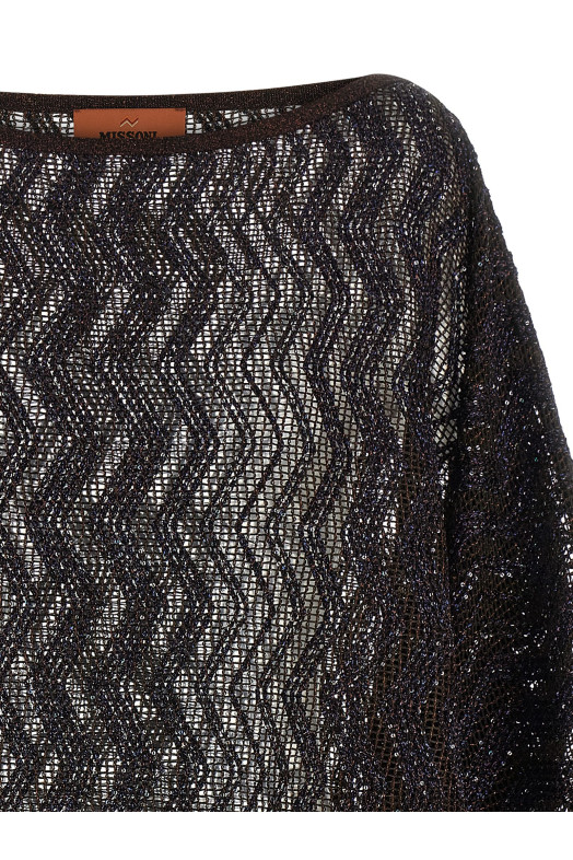 Платье из сетки «зигзаг», коричневое MISSONI MS26SQ1EBV00ITS80EQ