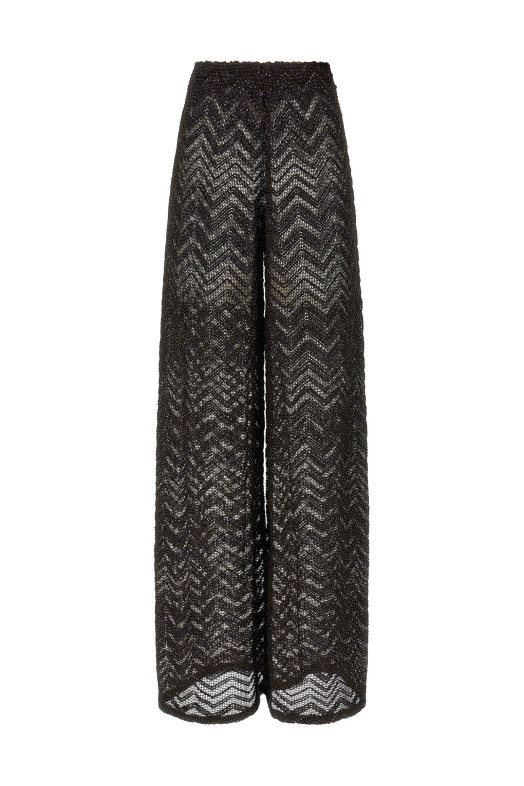 Zigzag mesh pants Brown