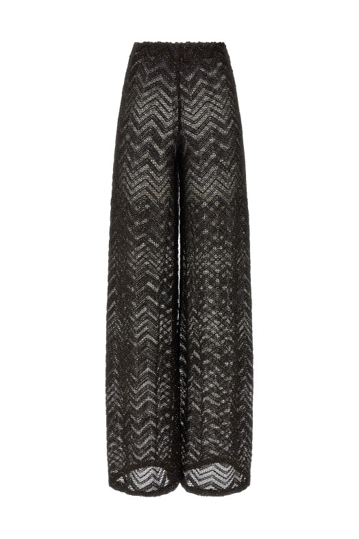 Zigzag mesh pants Brown