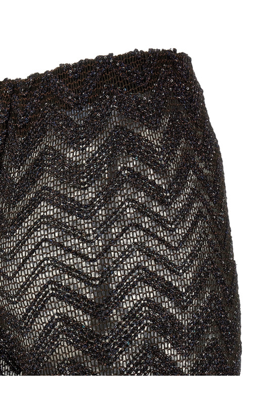Zigzag mesh pants Brown