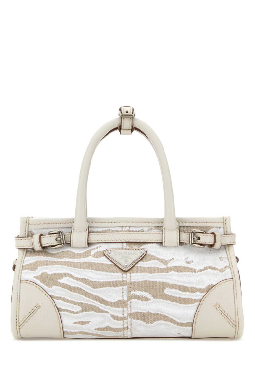Printed canvas small Prada Bonnie handbag Black PRADA (1BA486VOFO2FPT)
