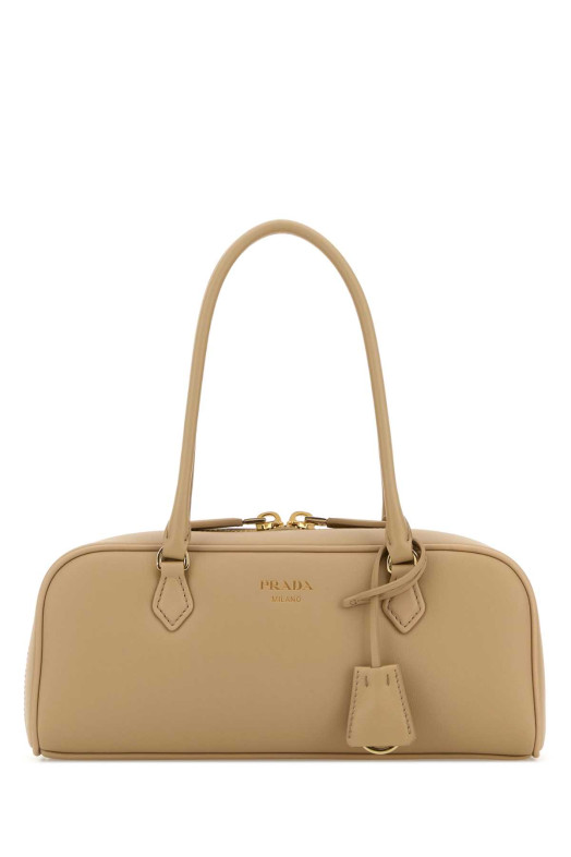Beige leather medium handbag PRADA (1BB1702CYS)
