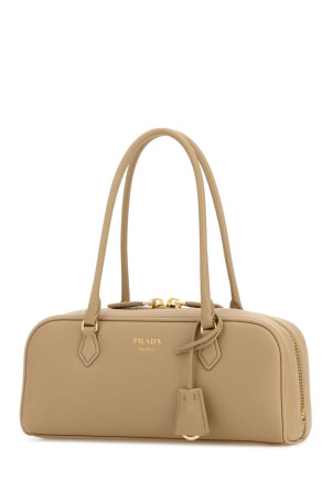 Beige leather medium handbag PRADA (1BB1702CYS)