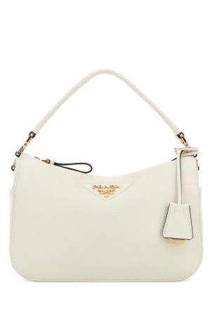Невелика шкіряна сумочка кольору слонової кістки PRADA (1BC277VONO2DKV)