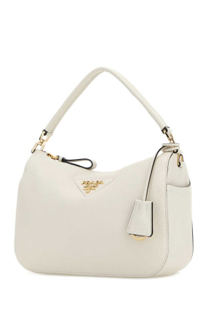 Невелика шкіряна сумочка кольору слонової кістки PRADA (1BC277VONO2DKV)