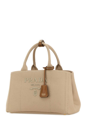 Beige canvas large Prada JardiniÃ¨re shopping bag PRADA (1BG554V8OKRCYA)