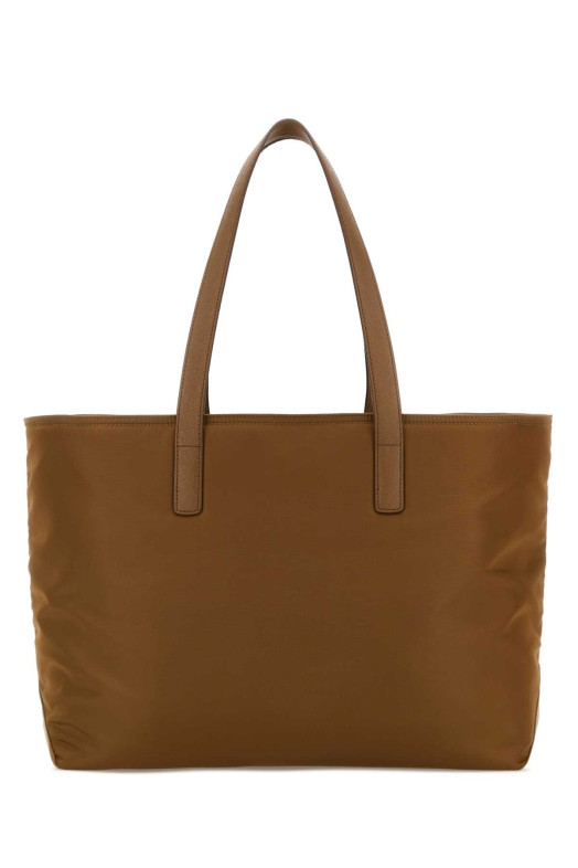 Коричневая сумка для покупок из материала Re-Nylon от PRADA (1BG555R064)