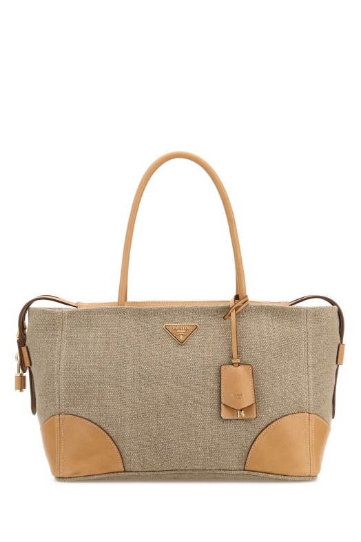 Полотняна сумка для покупок кольору капучино від PRADA (1BG659P0E)