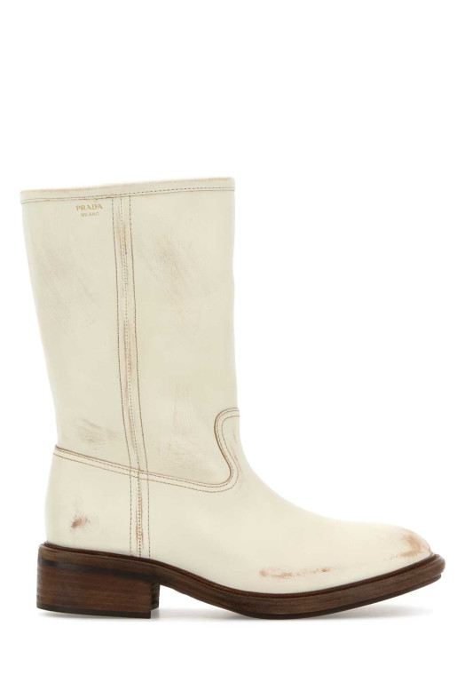 Ivory leather boots PRADA (1U509OF045V69)