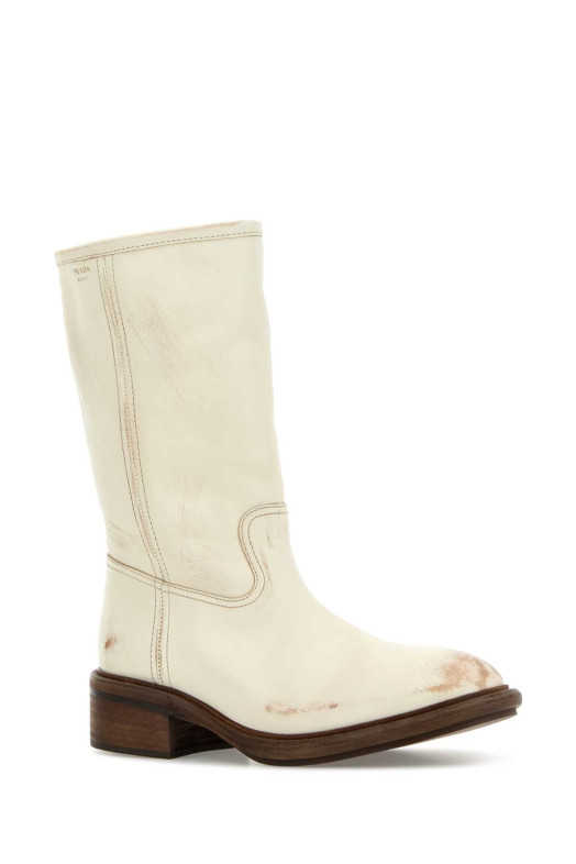 Ivory leather boots PRADA (1U509OF045V69)