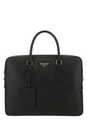 Black leather brief case Black PRADA (2VE368VOOX9Z2)