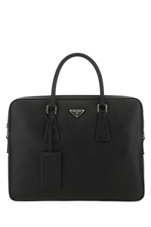 Black leather brief case Black PRADA (2VE368VOOX9Z2)