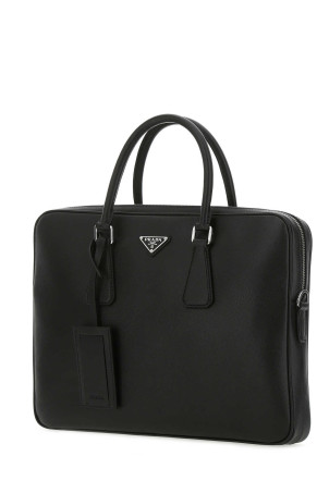 Black leather brief case Black PRADA (2VE368VOOX9Z2)